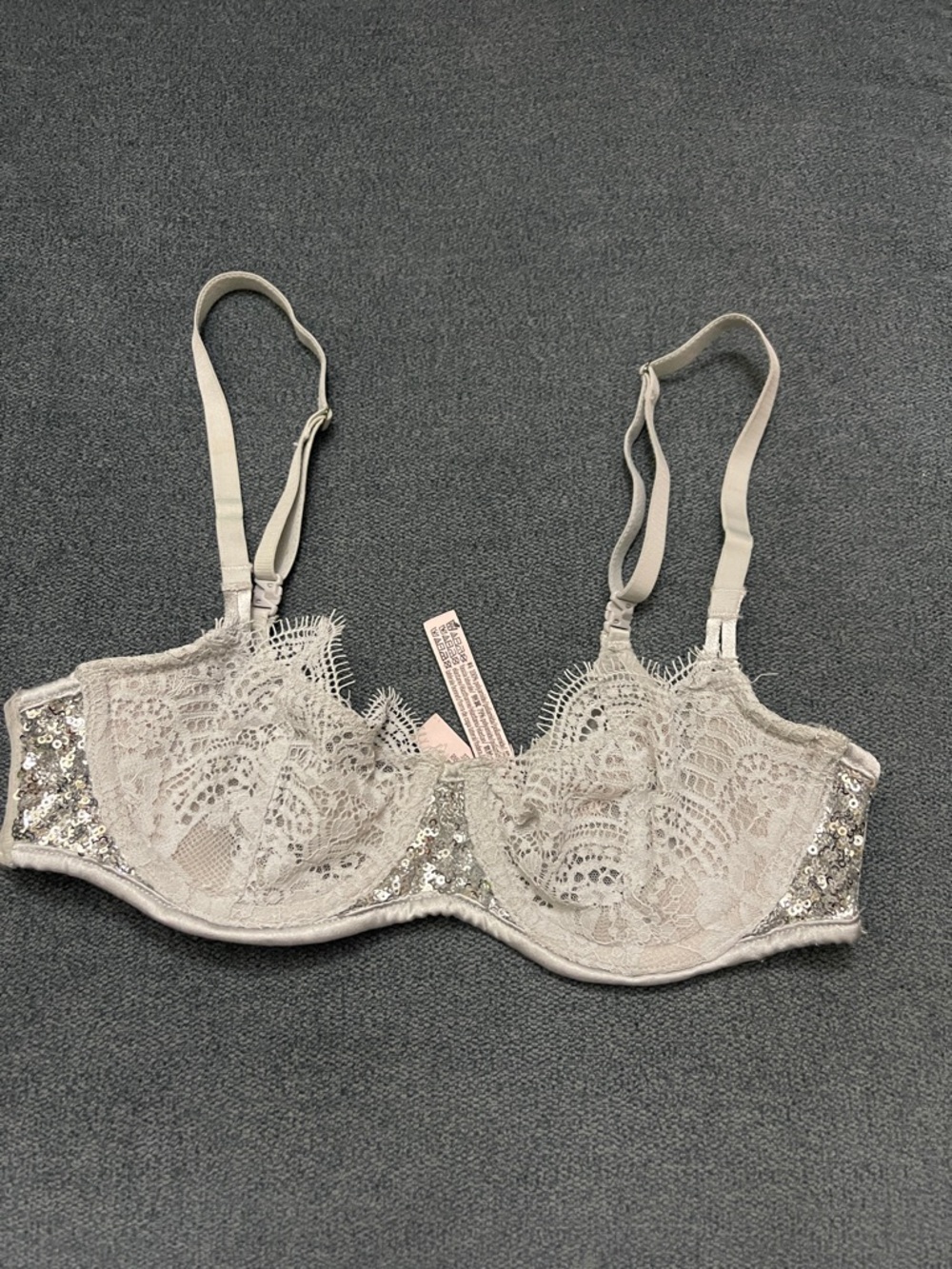 Victoria’s Secret Silver Sequin Pushup Bra Size 32A